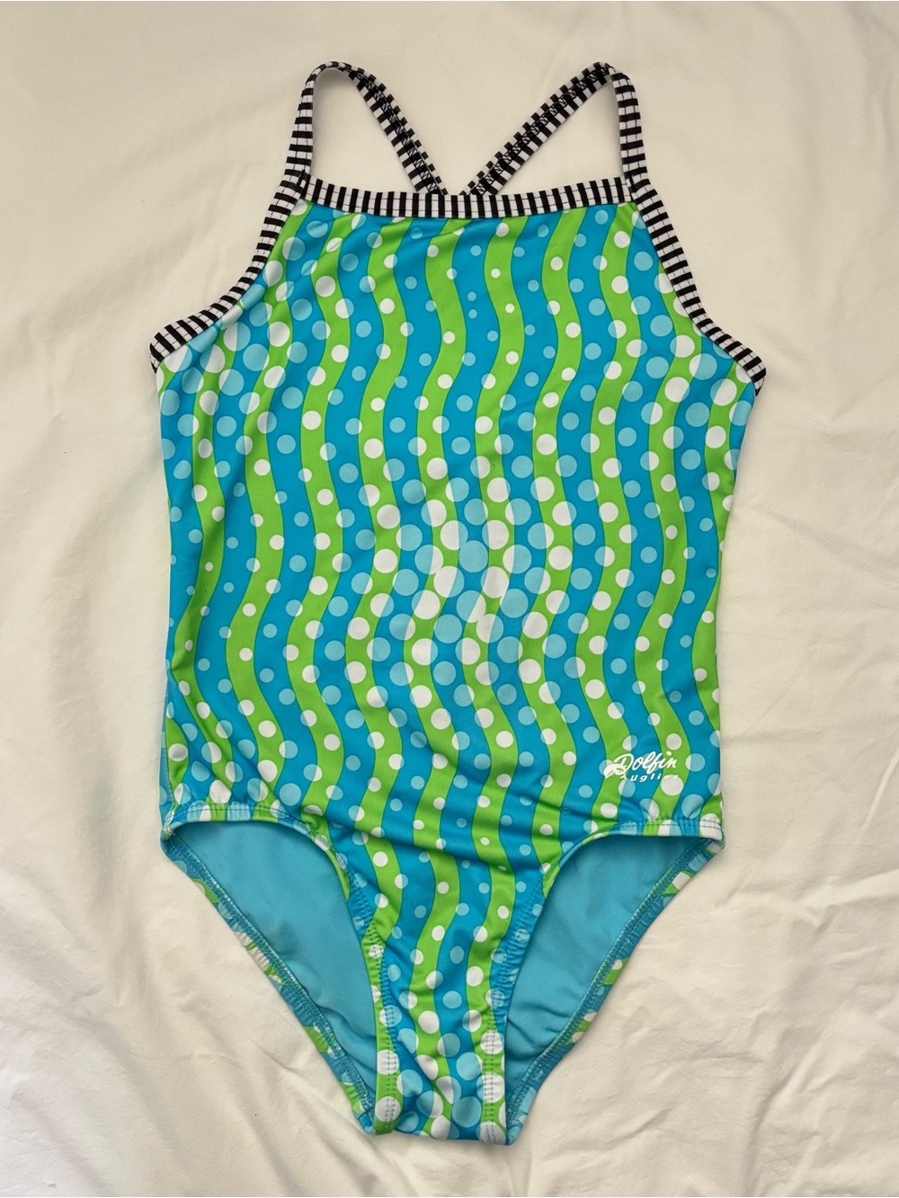 Dolfin Green & Blue Wavy Dot One-Piece Swimsuit